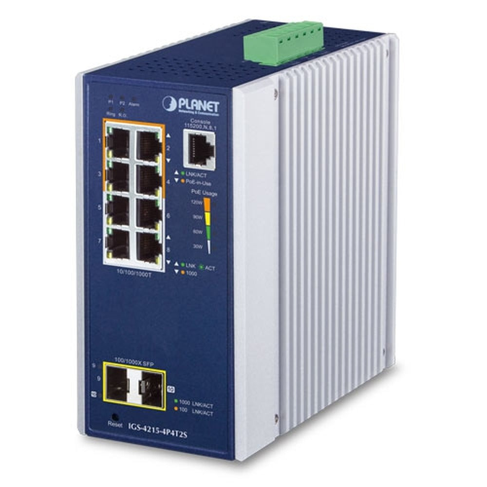 Switch Industrial Gestionado SFP de 4 Puertos 10/100/1000T 802.3at + 4 Puertos 10/100/1000T + 2 Puertos 100/1000X SFP (-40~75 Grados C)