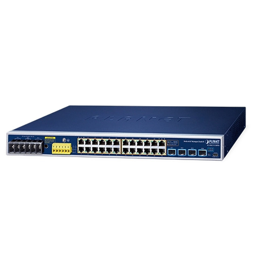 Switch Ethernet gestionado industrial IGS-R4215-24P4X L2+ de 24 puertos 10/100/1000T 802.3at PoE + 4 puertos 10G SFP+