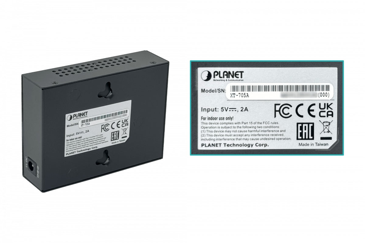 XT-705A PLANET Convertidor de medios 1 puerto 10G Base-T a 1 puerto SFP+ 10G Sin gestión Interfaz de cobre Adaptador 5VDC/2A suministrado