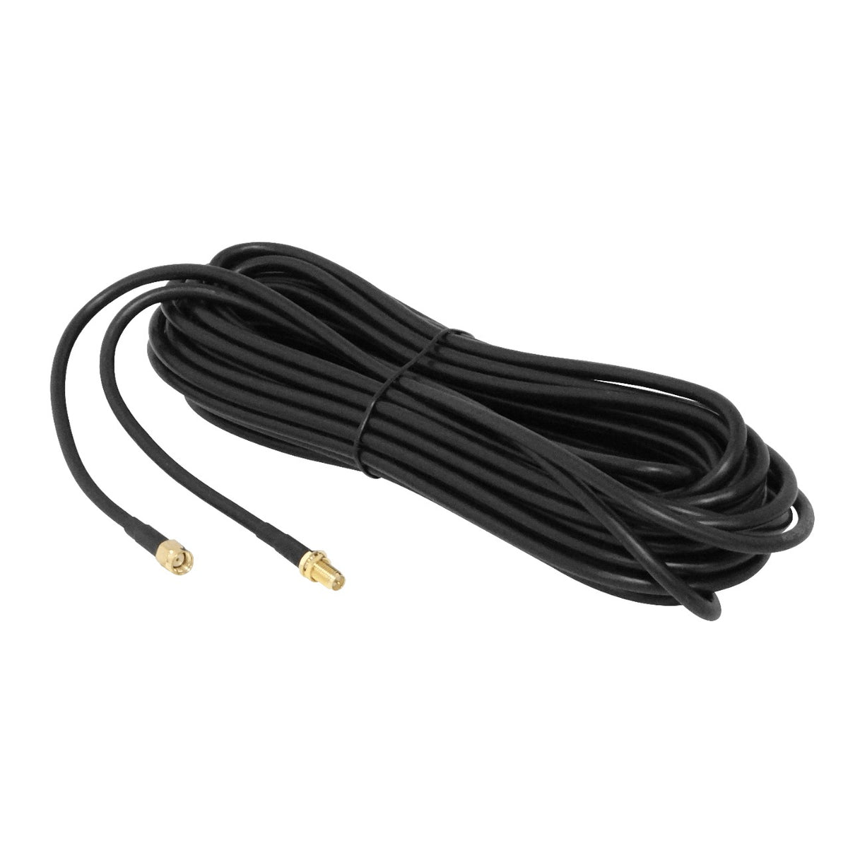 RM2RH-10M. Cable coaxial RG58 de 10 metros (1000 cm) en color negro, con conectores RPSMA hembra a RPSMA macho.