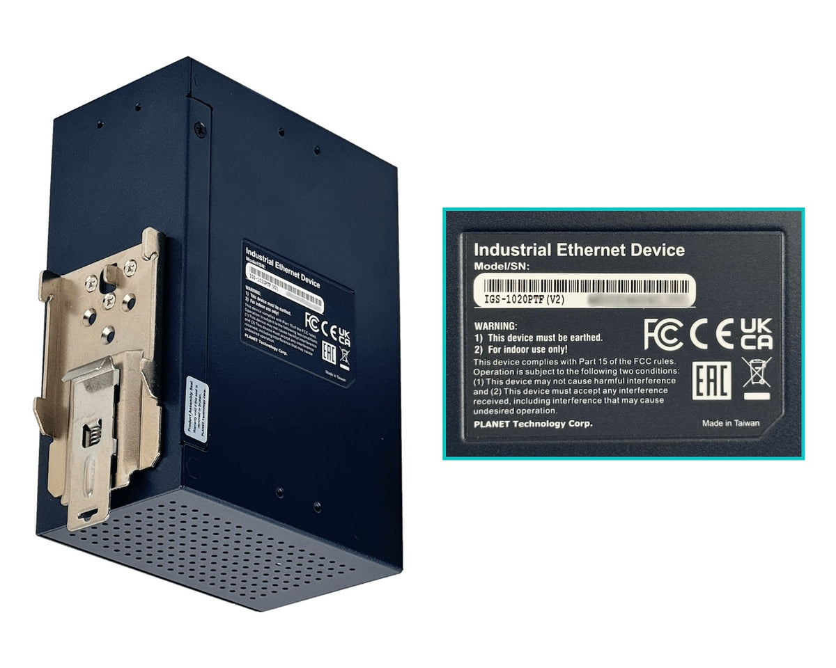 IGS-1020PTF Switch Industrial Gestionable PLANET 8 Puertos 1000 PoE+ 2 Ranuras SFP Presupuesto 240 Vatios Montaje Riel DIN Alimentación 48/54 Voltios DC