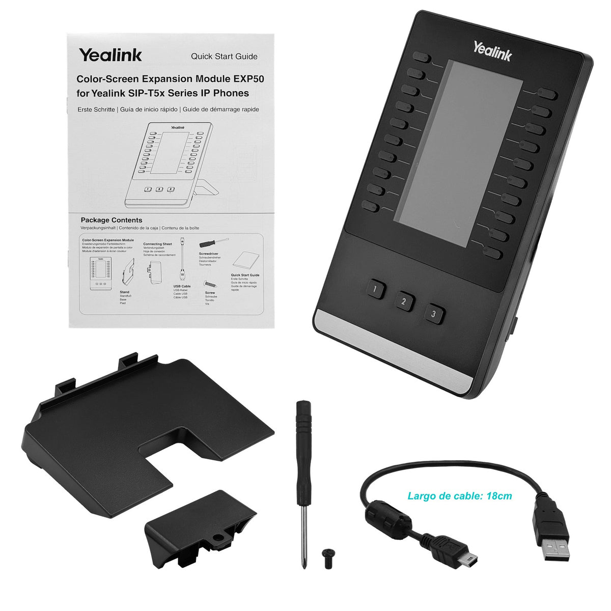 EXP-50 YEALINK Panel de Ampliación con Pantalla LCD para Teléfonos T5XX VP59 MP5XX 2-USB