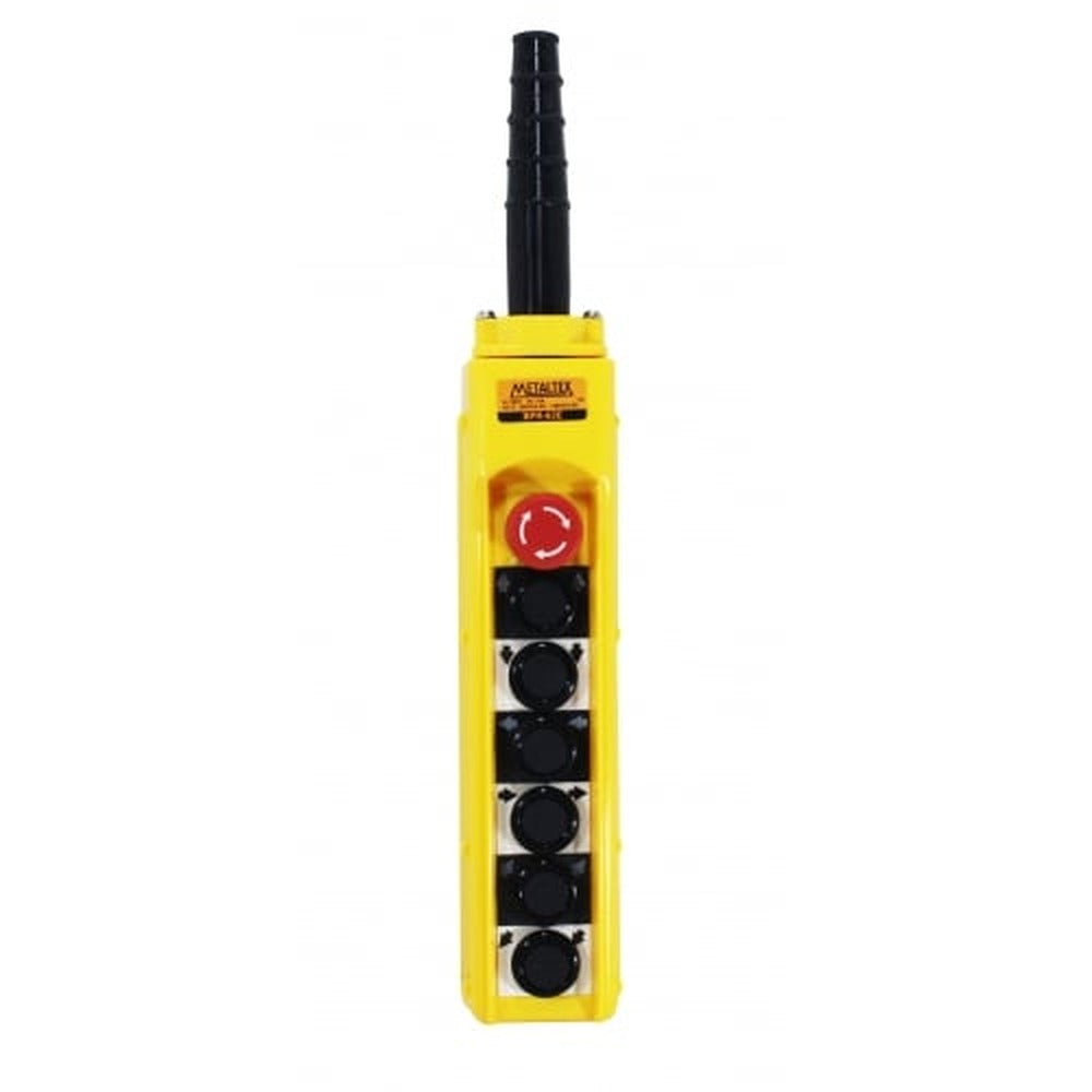 Botoneras puente grúa con botón de emergencia - Velocidad doble 2 estados del botón - Sube, Baja, Izquierda, Derecha, Avanza, Retrocede, Enciende, Apaga más emergencia