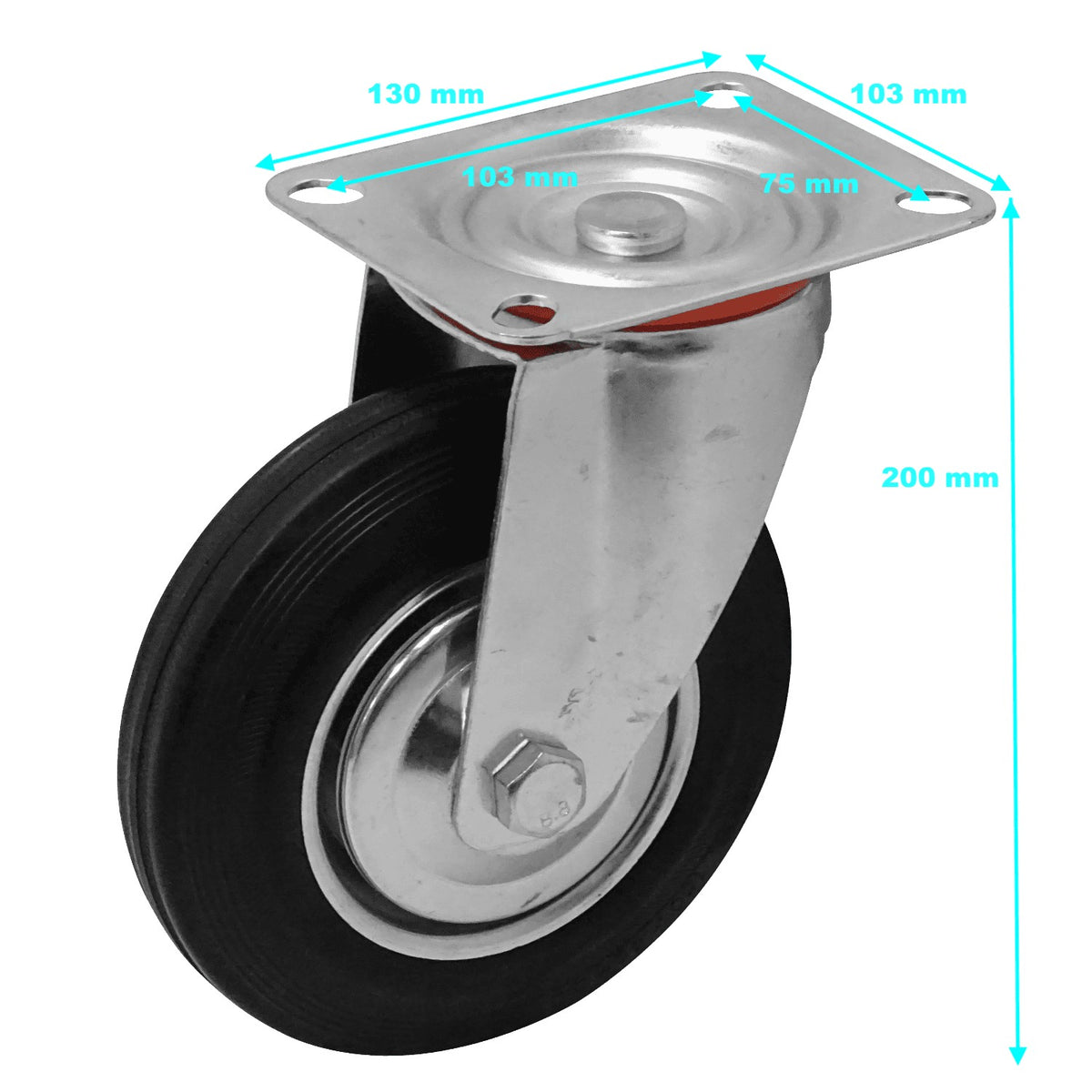 RUEDO-6 Rueda 6-pulgadas Rotatoria Negra Capacidad-150Kg 103x130x200