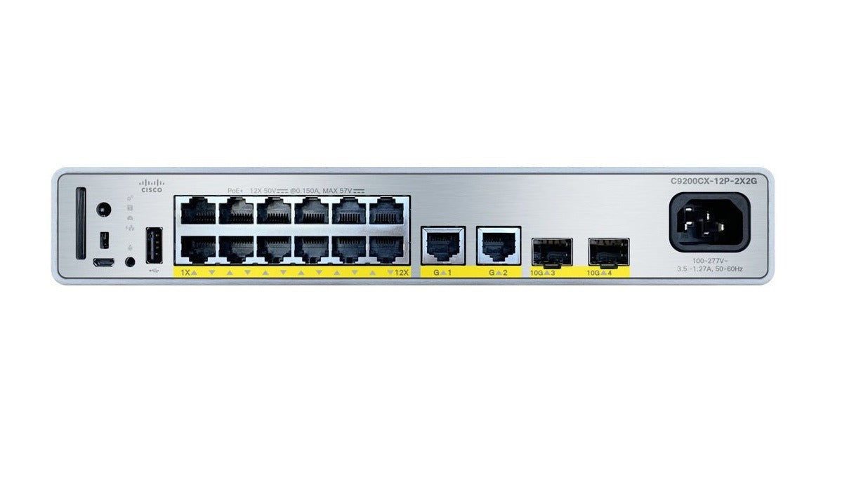 Switch de Red Catalyst 9200CX 12 puertos 1G, 2x10G y 2x1G, PoE+ Cisco C9200CX-12P-2X2G-E