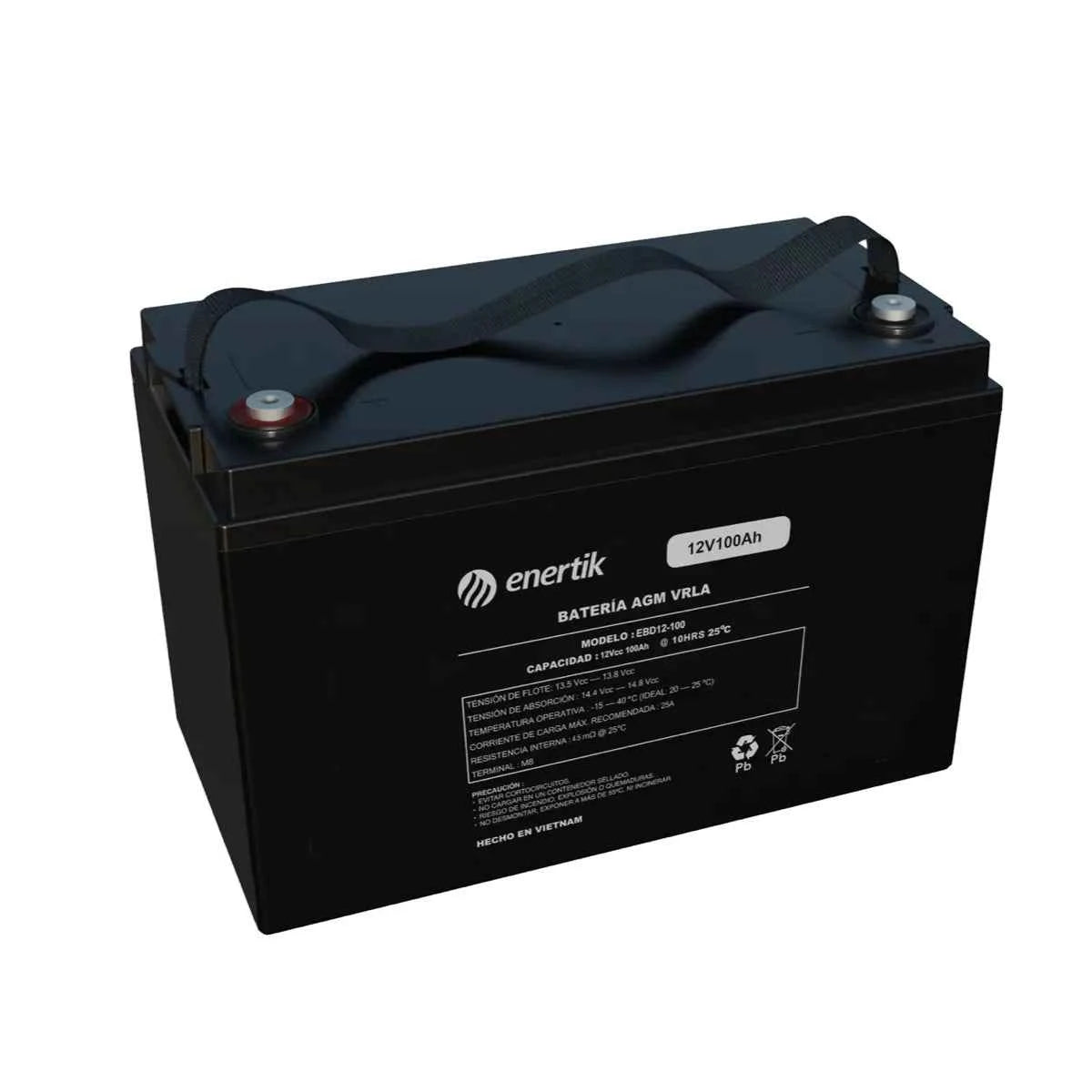 Batería de Ciclo Profundo AGM – Enertik – 12V 100Ah