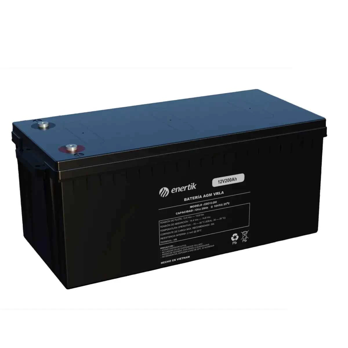 Batería de Ciclo Profundo AGM – Enertik – 12V 200Ah