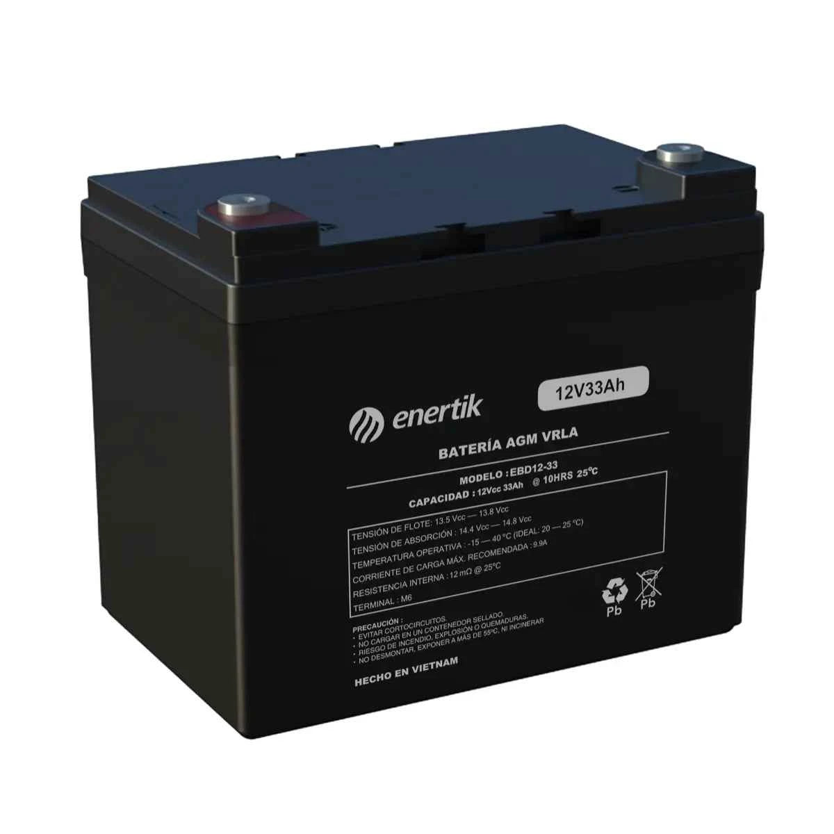 Batería de Ciclo Profundo AGM – Enertik – 12V 33Ah