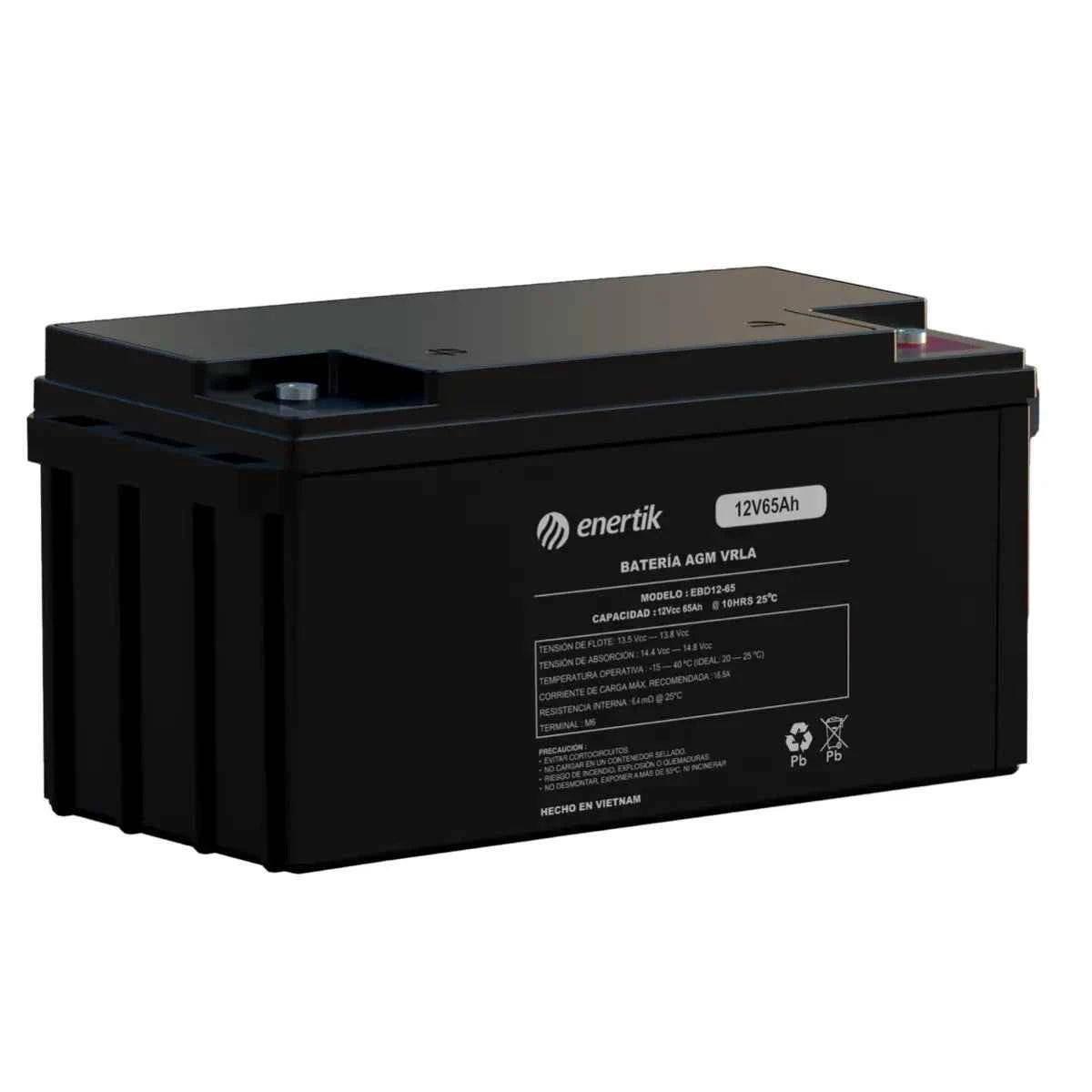 Batería de Ciclo Profundo AGM – Enertik – 12V 65Ah