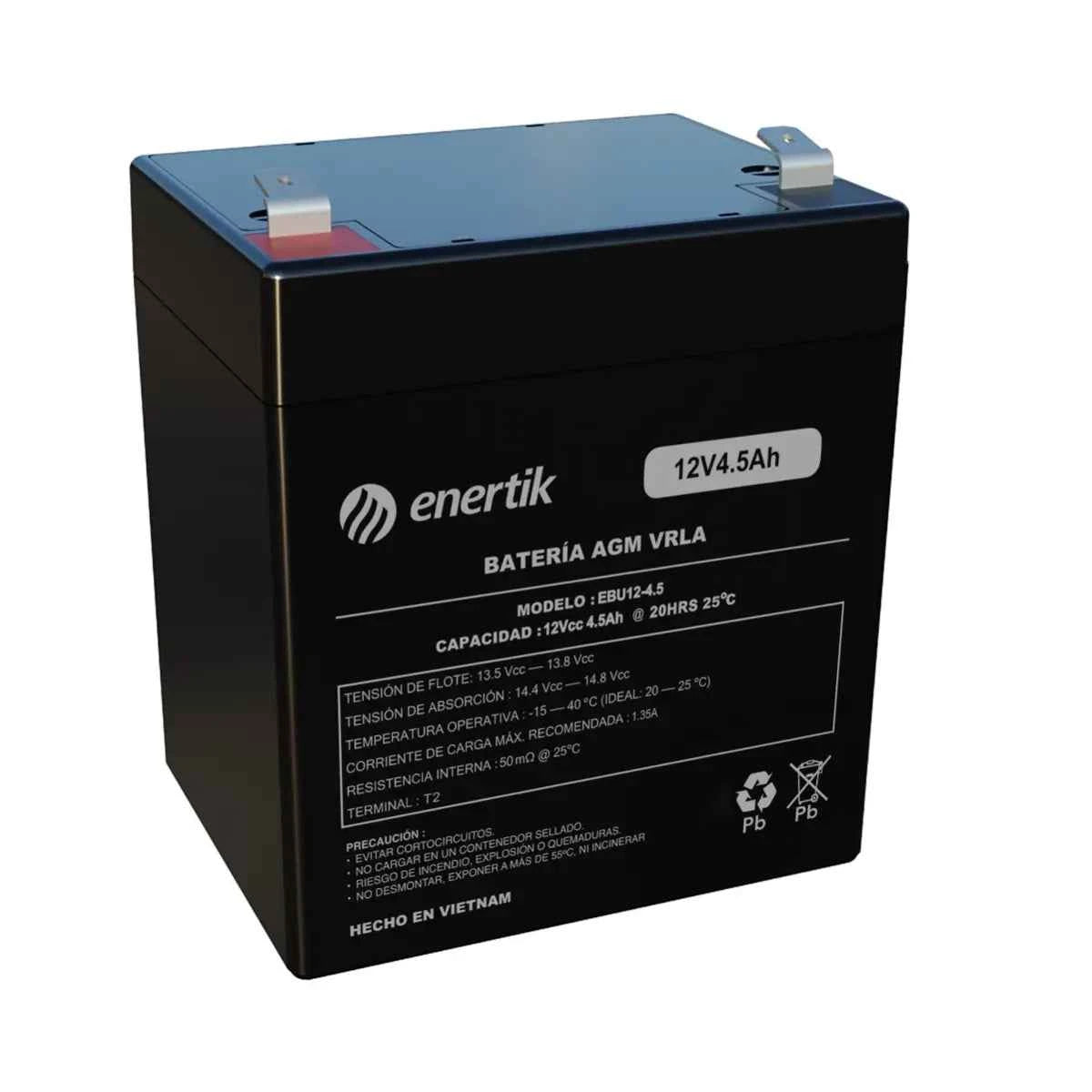 Batería de Ciclo Profundo AGM – Enertik – 12V 4.5Ah