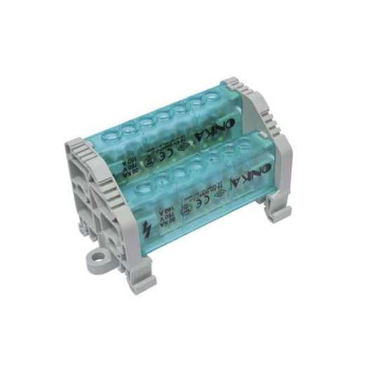 Bloque de Distribución Bipolar provisto de Cobertura (6.5x9mm², 2/5-7 Puntos de Entrada) – Onka