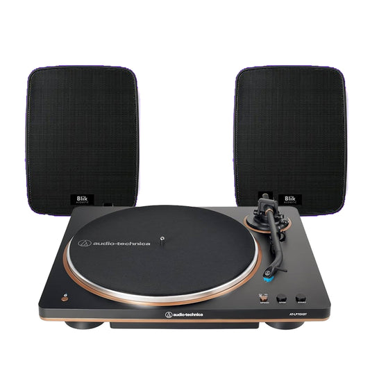 Tocadiscos Bluetooth Audio-Technica AT-LP70XBT-BZ con Altavoces Bluetooth Blik Fidelity