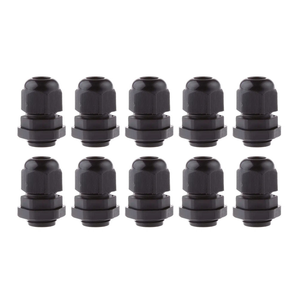 Lote de 10 Prensaestopas Negras Equipadas con Tuerca PG-7