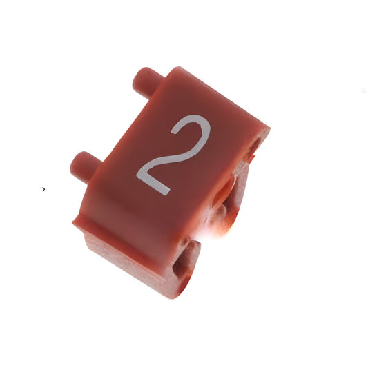Lote de 10 Etiquetas identificadoras de cables Número 2 Rojo capacidad 1.5 a 2.5mm² – Onka