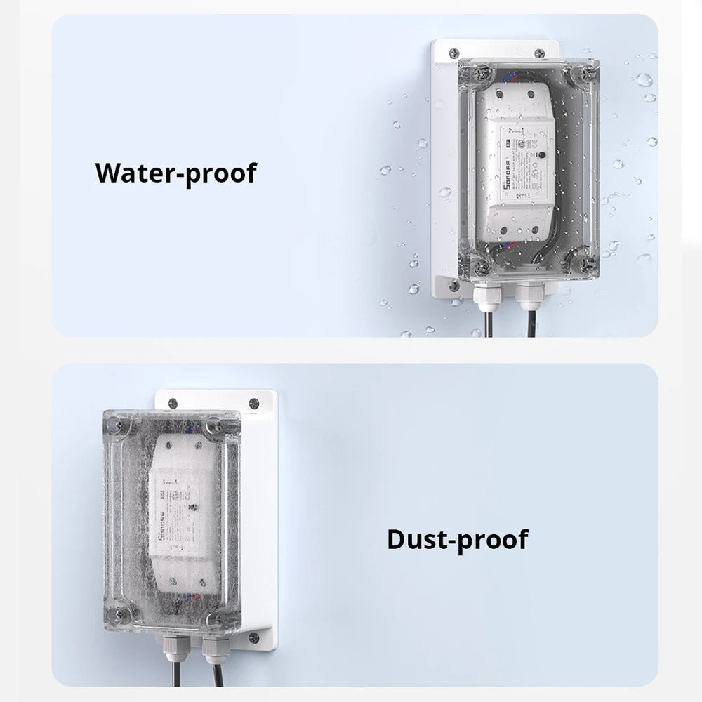 Conjunto Relé Inteligente Sonoff Basic R4 + Envase Hermético IP66