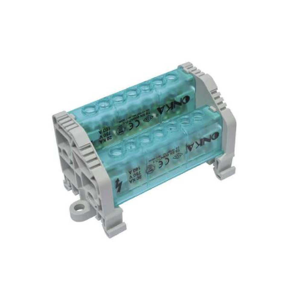 Bloque de Distribución Bipolar provisto de Cobertura (6.5x9mm², 2/5-7 Puntos de Entrada) – Onka