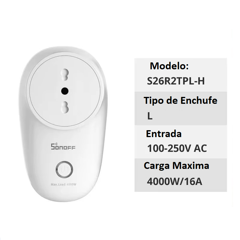 Lote de 3 Adaptadores Inteligentes Sonoff S26 R2 Capacidad 4000W/16A