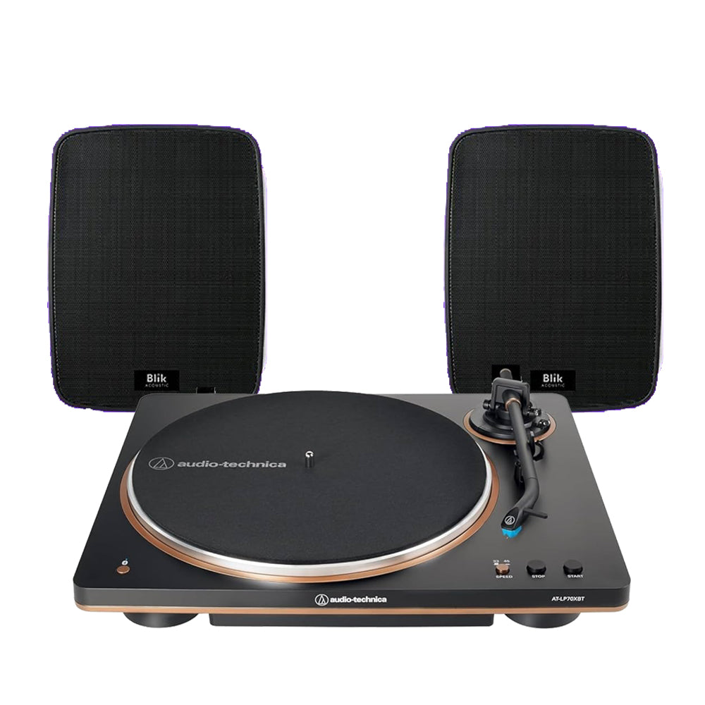 Tocadiscos Bluetooth Audio-Technica AT-LP70XBT-BZ con Altavoces Bluetooth Blik Fidelity
