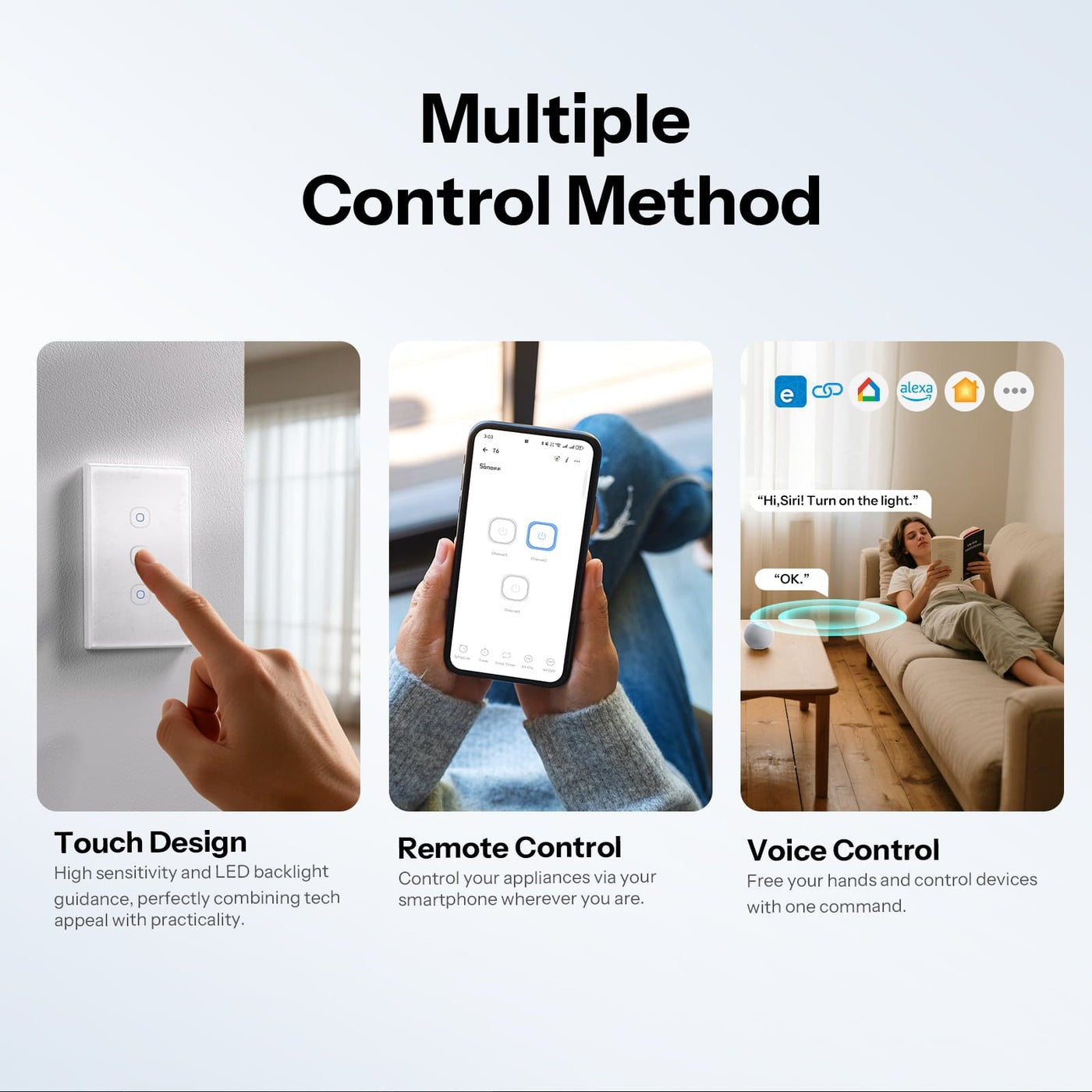 Conmutador WiFi Mural Sonoff TX Gen2 de 1 Vía compatible con Matter