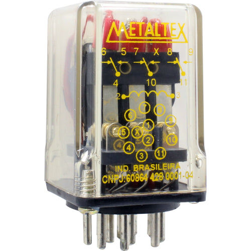 Relé industrial plug in AC 12A serie OP - Relé monoestable - DPDT (2 Reversible) - Sin indicador - 48VAC