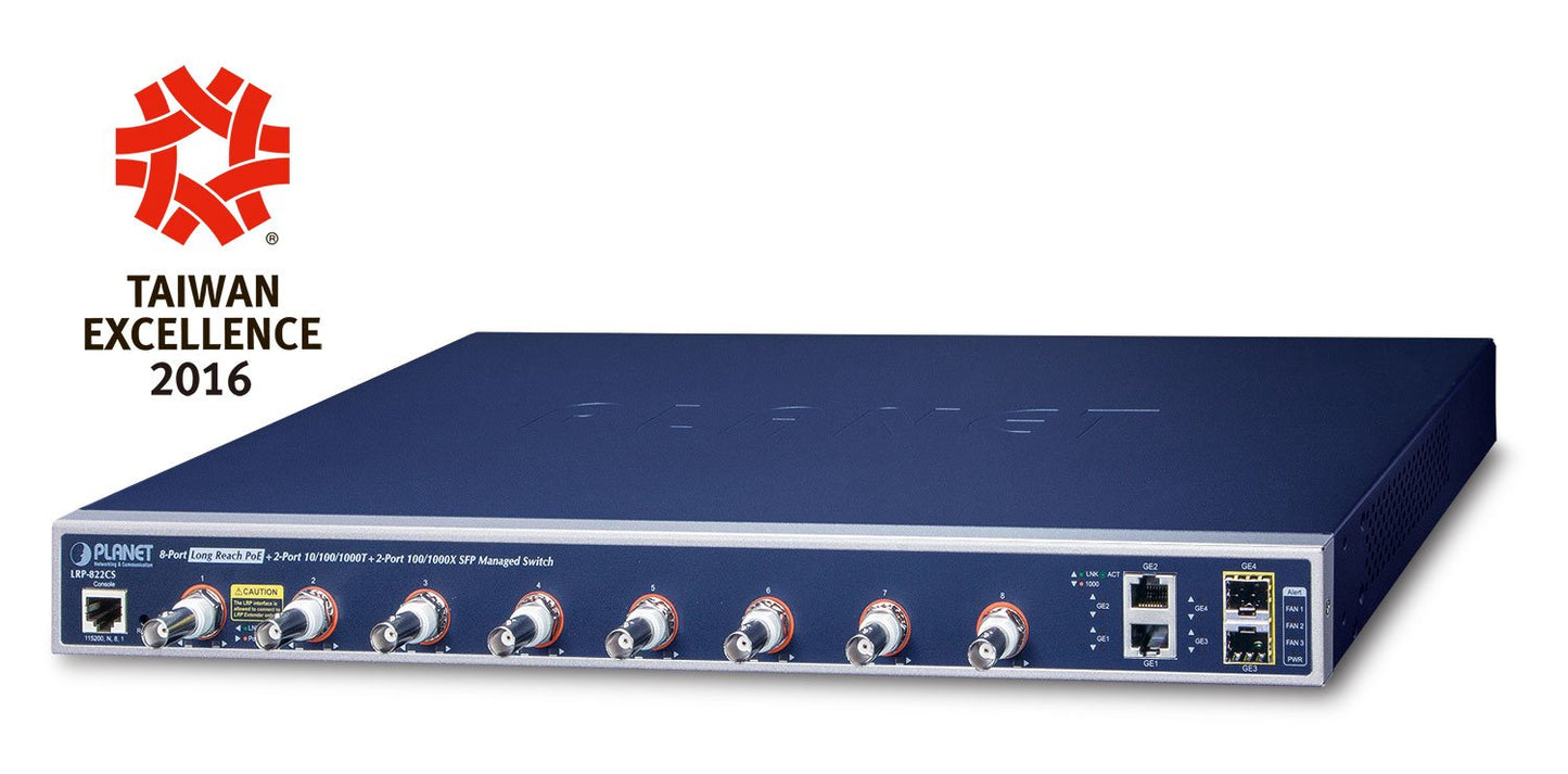 Switch Coaxial de 8 Puertos + 2 Puertos 10/100/1000T + 2 Puertos 100/1000X SFP PoE de Largo Alcance Sobre Switch Administrado Coaxial