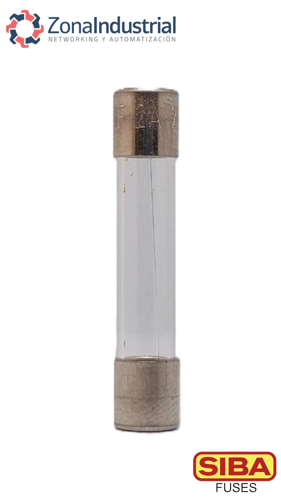 Fusible marca SIBA; 6,3x32mm; 250V ac; curva T (Lento), vidrio, L. - 6,3A