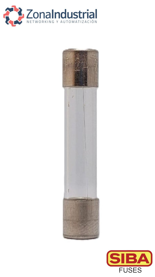 Fusible marca SIBA; 6,3x32mm; 250V ac; curva T (Lento), vidrio, L. - 50mA