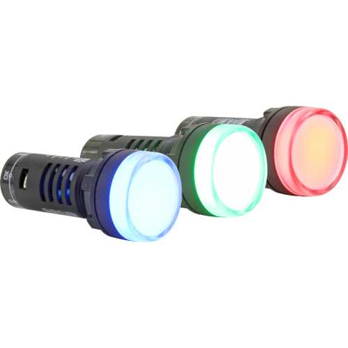 Indicador luz piloto plástico 22mm bicolor serie L20-AB - Rojo/Azul - 24VAC/DC