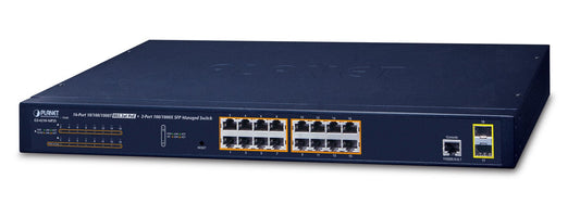 Switch Administrado de 16 Puertos 10/100/1000T 802.3at PoE + 2 Puertos 100/1000X SFP