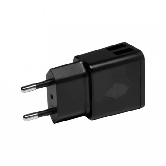 Adaptador de corriente con dos puertos USB de 2.4 A en color negro – Greenmouse
