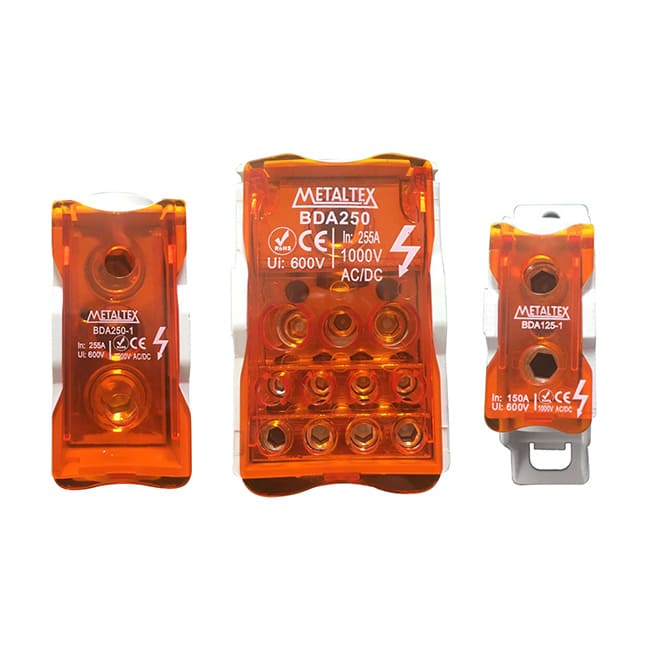 Bloque terminal modular hasta 250A serie BDA - 8 vías - 160A