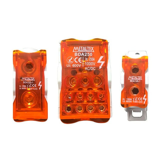 Bloque terminal modular hasta 250A serie BDA - 8 vías - 125A