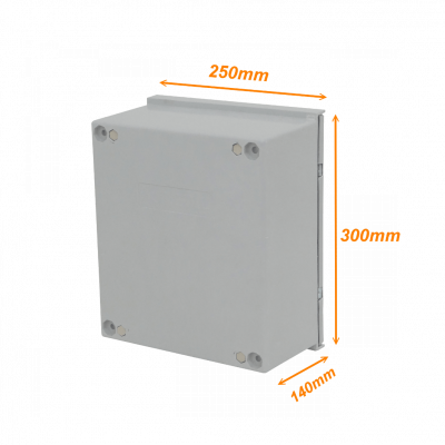 TIP-325. Caja estanca TIBOX de poliéster 300x250x140mm color gris IP65 RoHS con placa de montaje