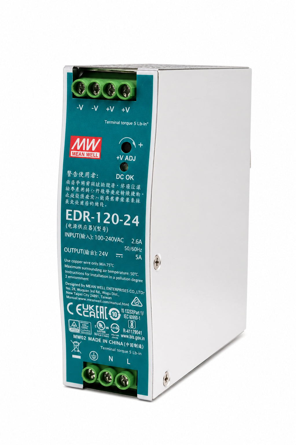 Fuente de poder Riel DIN metálica 120W EDR-120 - 12V