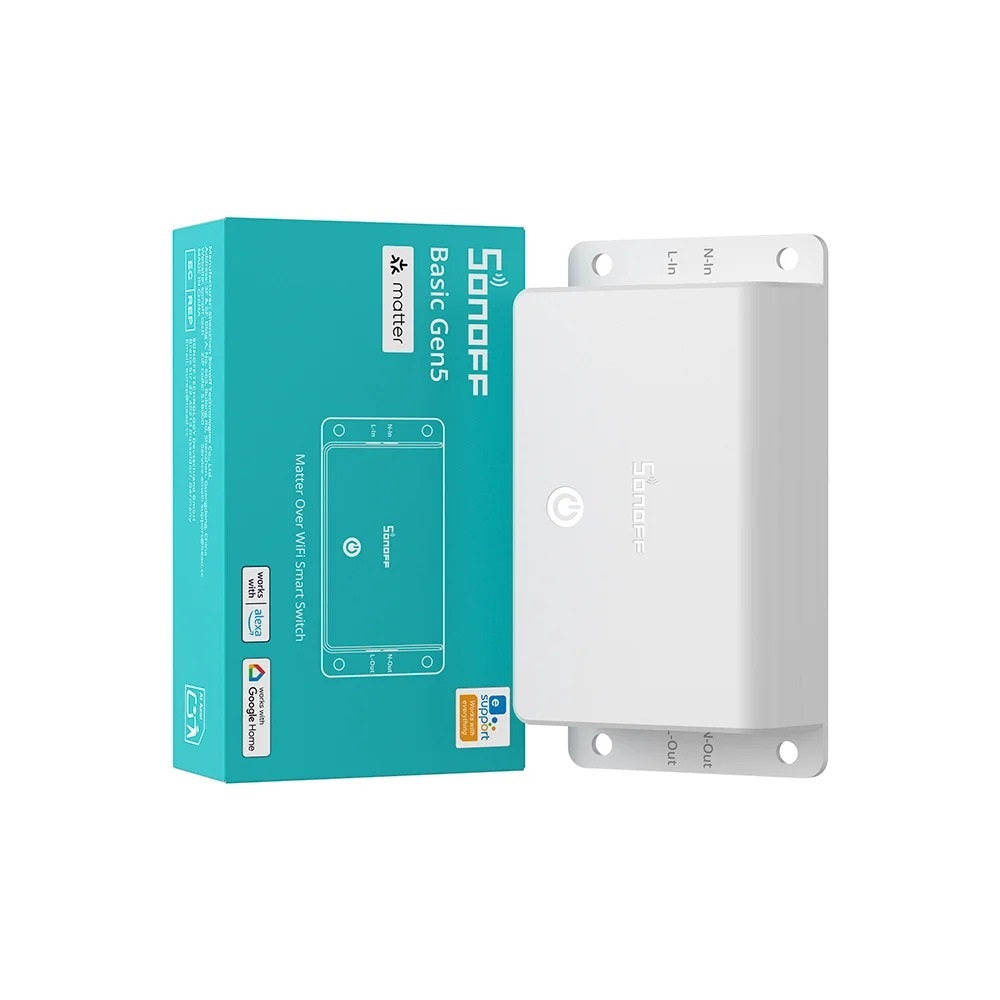 Automatizador eléctrico Sonoff Basic Gen5 con protocolo Matter – integrable con ecosistemas Apple Home, Alexa y Google Home