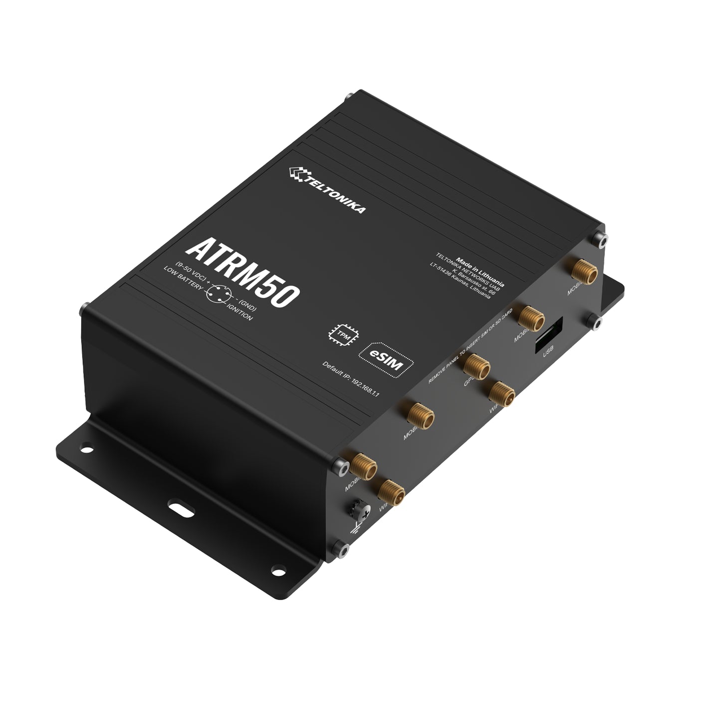 Dispositivo de Enrutamiento Celular Industrial Teltonika ATRM50 5G eSIM/Dual SIM para Movilidad