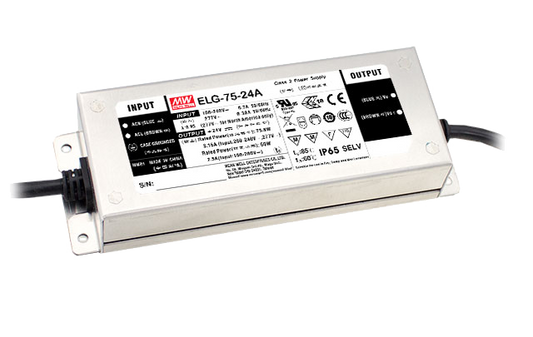 Driver LED carcasa metálica voltaje PFC opcional DALI 75W ELG-75 - 42V - AB - Ajuste Potenciómetro (Io) + 3 en 1