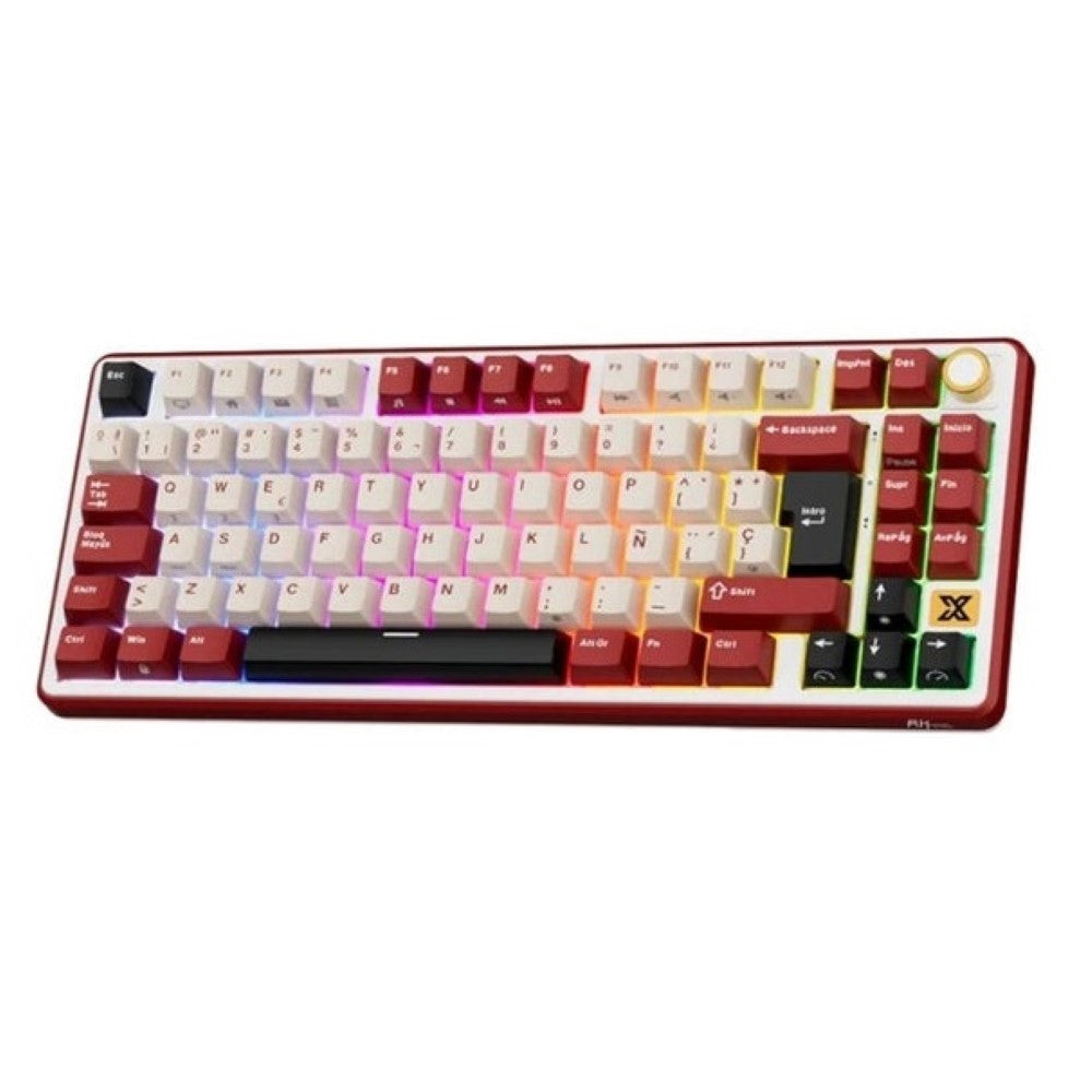 Teclado mecánico RK Royal Kludge RK X87 Burdeos Rojo 87% en español