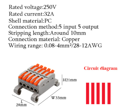 Conector riel DIN 5 Pines tipo WAGO