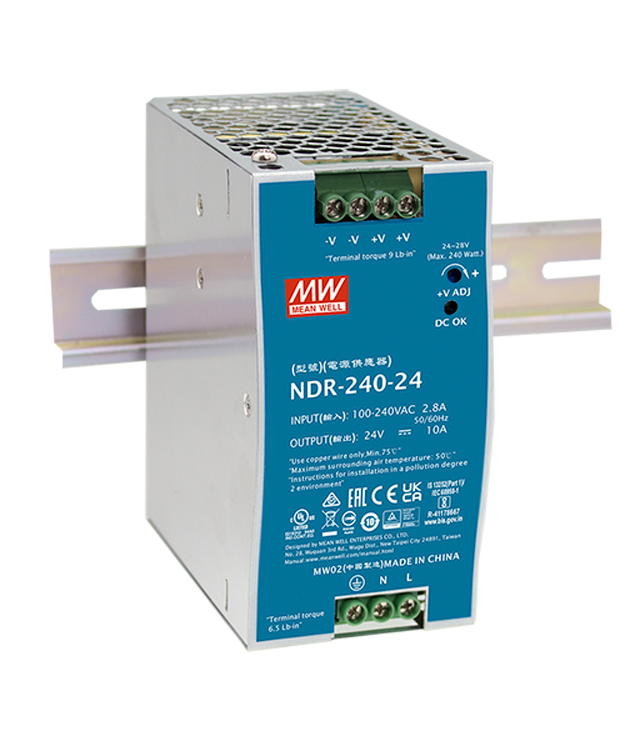 Fuente de poder Riel DIN metálica 240W NDR-240 - 24V