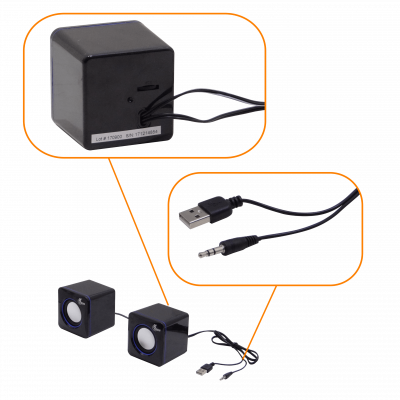 XTS-110 XTECH Mini Parlantes2.0 5W req-USB-Power 3,5mm-M cable-90cm 7x7x7cm
