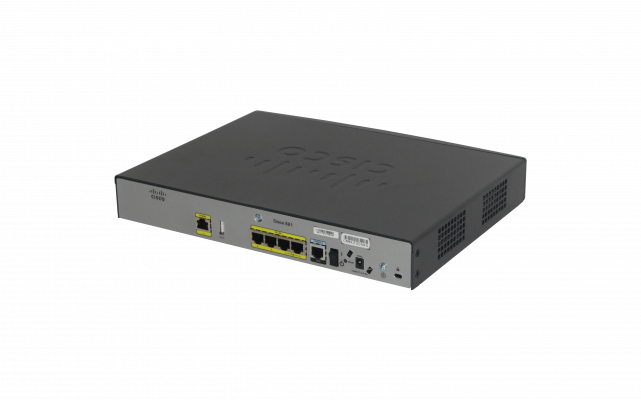 C881-K9. ENRUTADOR CISCO DE SEGUNDA MANO 4-100(2-PoE) 1-WAN-100 1-Consola-RJ45 1-USB-AH vista 2