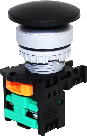 Pulsador momentáneo tipo hongo plástico IP65 22mm 1NA Serie TN2 - Negro