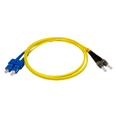 JFSTC1. Cable puente de fibra óptica monomodo SM dúplex ST/UPC a SC/UPC de 1 metro, 9/125 µm, diámetro 3 mm