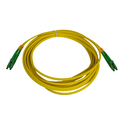 JFSBB5. Cable puente de fibra óptica monomodo dúplex de 5 metros con conectores LC/APC a LC/APC, diámetro de 3,0 mm y núcleo/revestimiento 9/125.