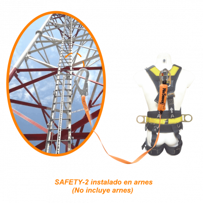 SAFETY-2 90Kg 4,4KN 180-350cm 1,8-3,5mt Cordino de Seguridad