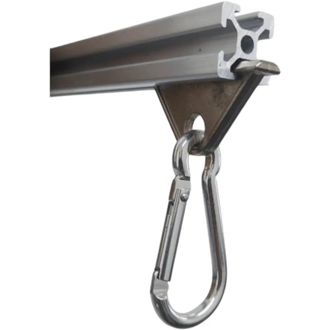 Soporte móvil de suspensión con gancho de seguridad para perfiles de 30 / 40 mm