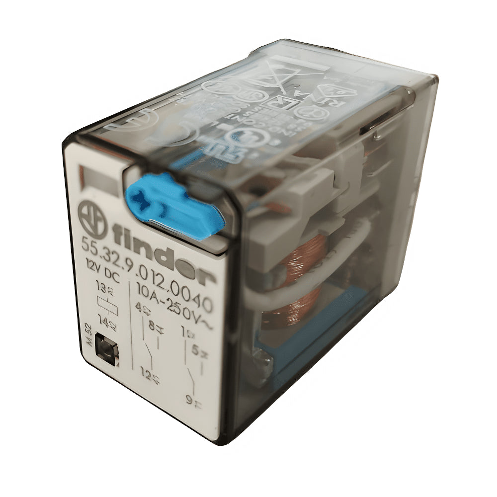 Relé de Aplicación Industrial 2 Vías Intercambiables 10A 12Vcc – Finder