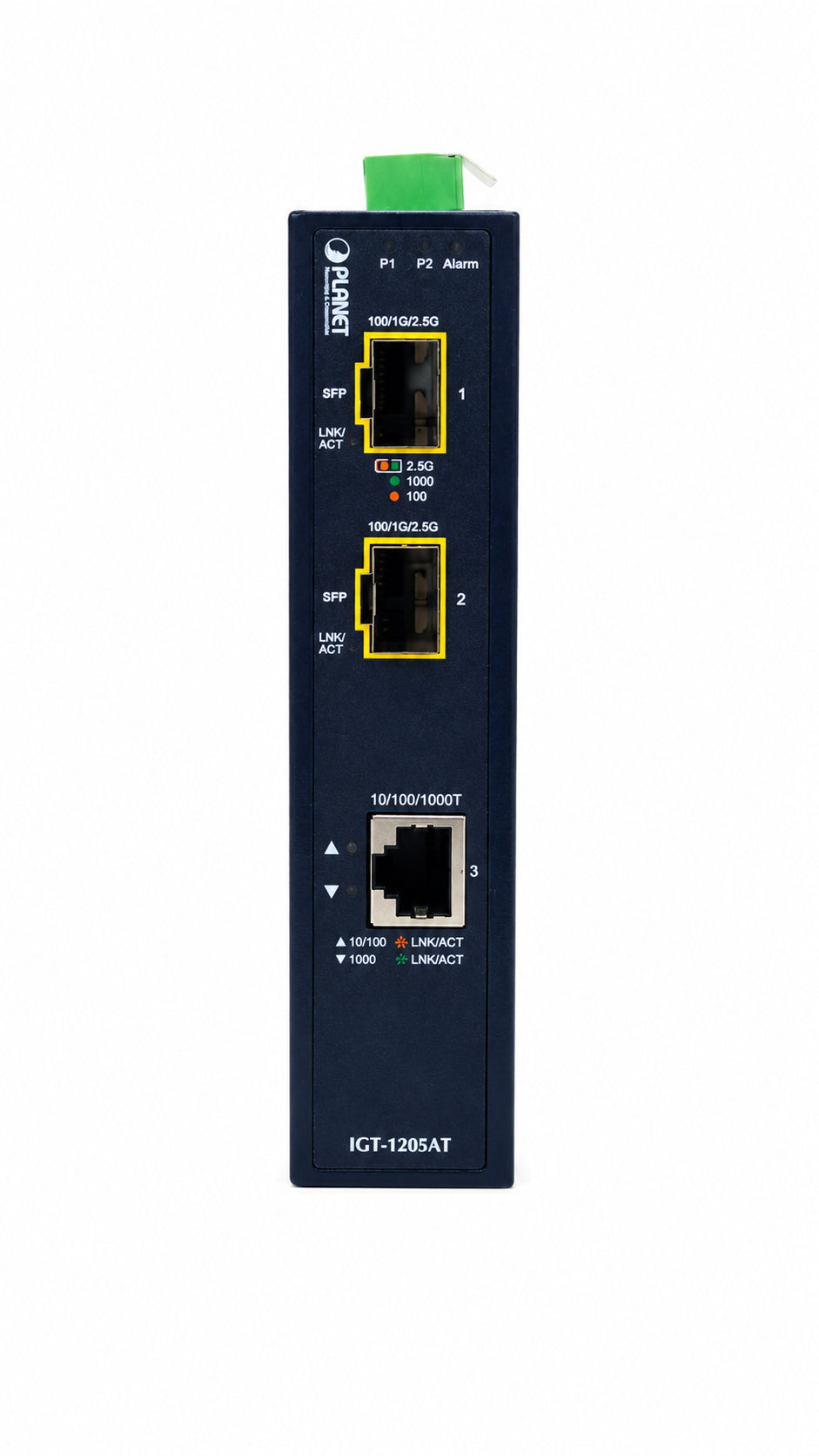 Convertidor de Medios SFP Industrial de 1 Puerto 10/100/1000T a 2 Puertos 100/1000/2500X
