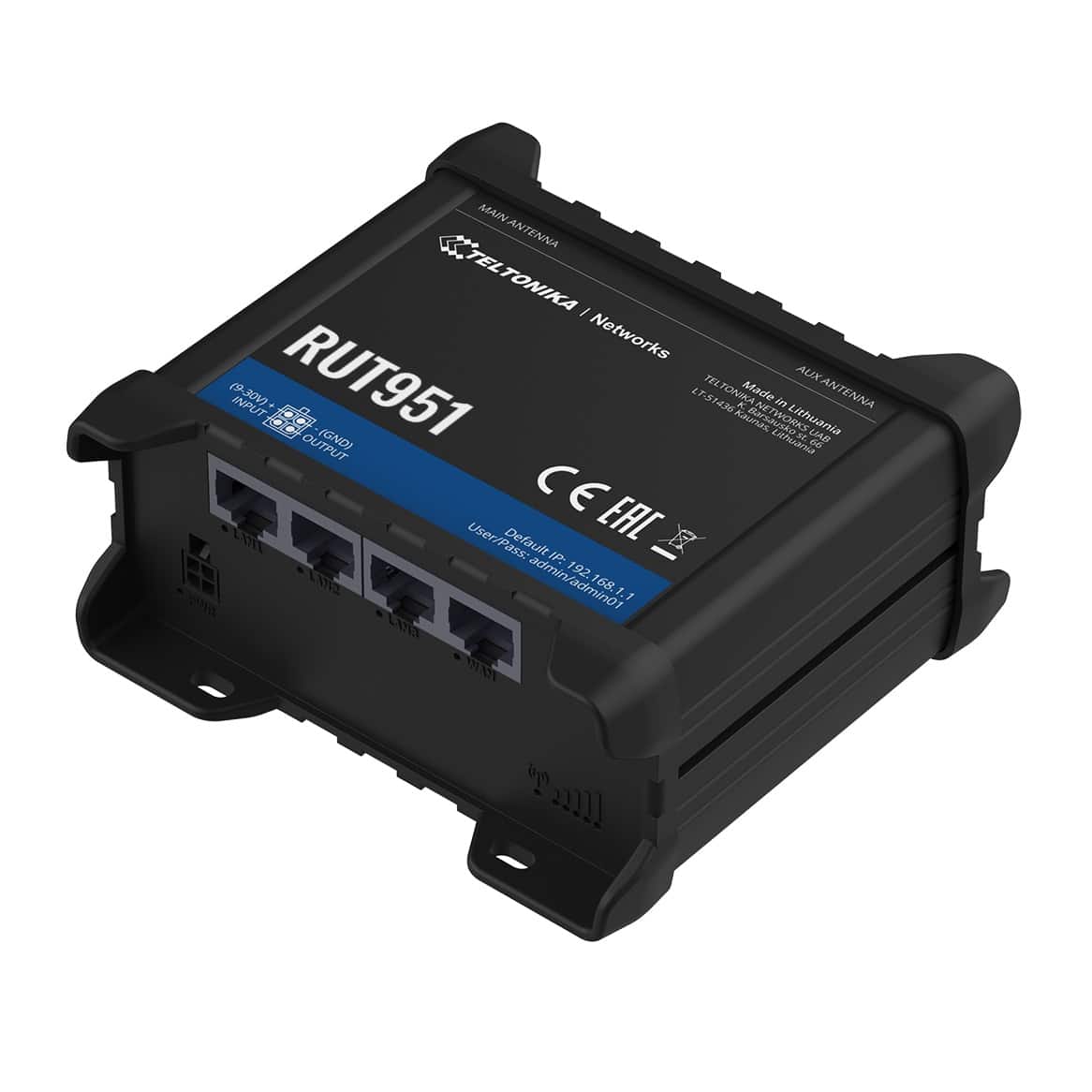 Dispositivo Enrutador Profesional Industrial Teltonika RUT951 Conectividad 4G LTE Cat4 Doble SIM WiFi Incorporado VPN y Capacidades IoT
